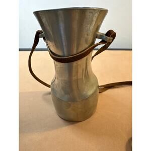 Vintage Newburyport Pewter Towle 8614 Leather Strapped Mug Cup 6" Tall Primitive